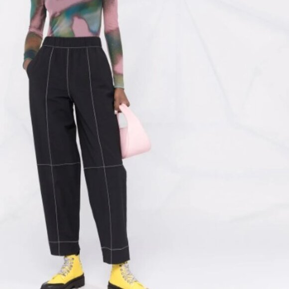 Ganni Contrast Stitch Straight Trousers - Picture 1 of 8
